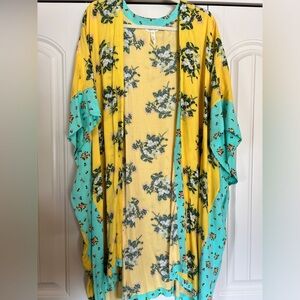 NWOT Matilda Jane Floral Kimono Cardigan in Yellow and Teal size m/l